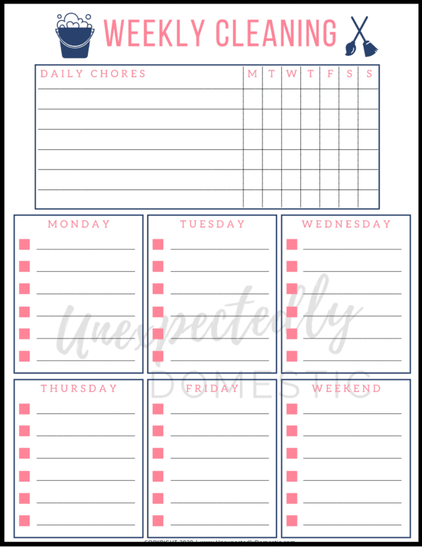 Easy Weekly Cleaning Schedule for Busy People (+ free printable!)