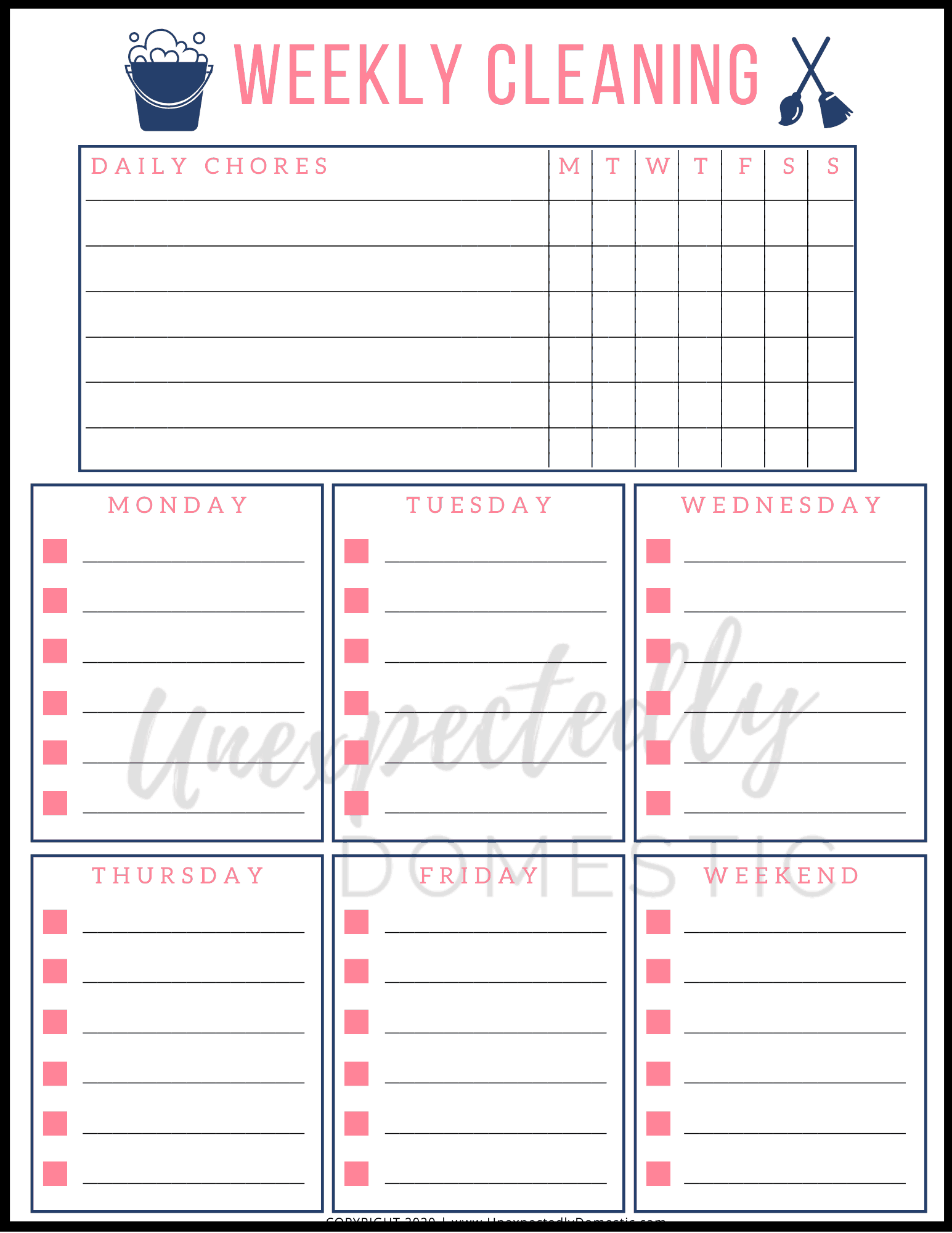 Blank Cleaning Schedule Template