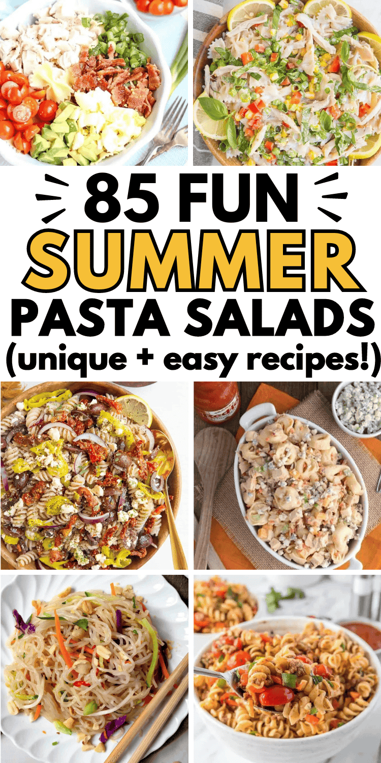 Easy cold pasta salad recipes for summer! These simple pasta salads make fun bbq side dishes for a crowd. Truly the best summer party food and perfect to take to summer potlucks or backyard bbq parties. Serve these healthy summer salads at your summer holiday party because they’re easy cold make ahead picnic salads for a crowd. Whether you like cream pasta salads with mayo, ranch, or italian dressing or want protein pasta salads with chicken or pepperoni, or vegetarian pasta salads with greek.