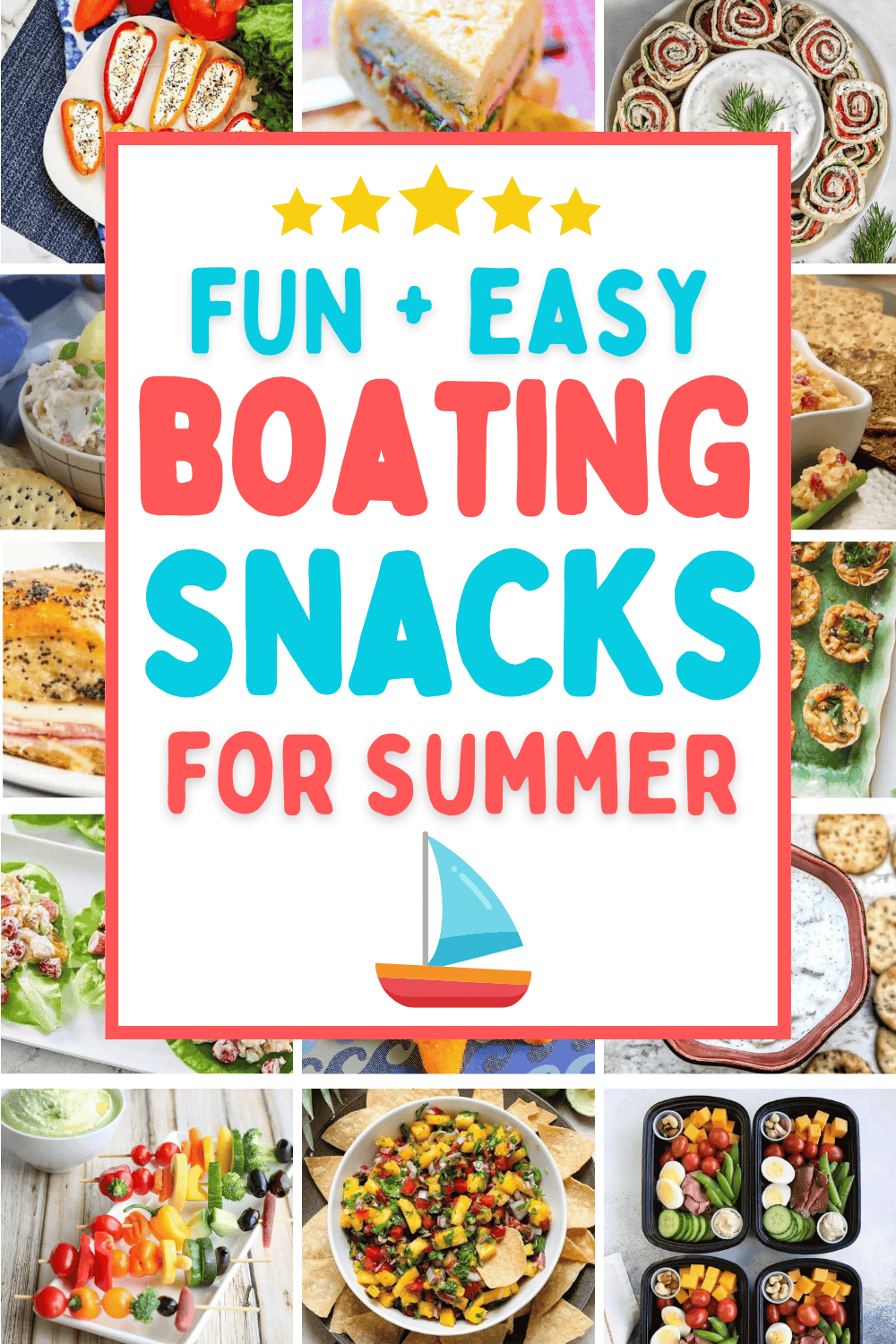 Easy boating food ideas! Fun boat snacks, easy boat meals and the best food to take on the boat. Boat snacks ideas summer, easy boat food ideas, snacks for boating, boating snacks, lake snacks, boating food ideas summer, beach snacks for adults, beach day food, vacation snacks, float trip food, pool snacks, lake house food ideas, easy picnic food, beach snacks ideas families, food for boating day, lunch ideas for the boat, dinner on the boat ideas, good food for boating, boat snacks for adults.