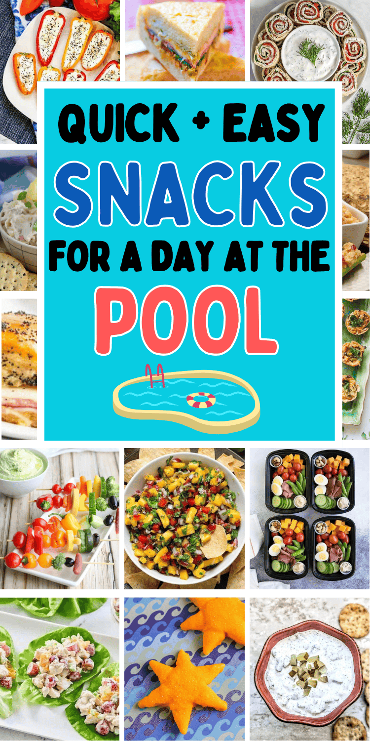 Easy summer pool snacks! These fun poolside snacks include easy summer finger foods and picnic lunch ideas for kids and adults. Perfect for your pool day! Fun pool snacks for kids, summer pool snacks beach party, summer pool snack ideas, easy poolside snacks summer, cheap pool snacks, quick easy pool snacks, pool food ideas summer, boat snacks, quick easy summer snacks, summer pool party snacks, easy beach day food ideas, picnic lunch ideas families, poolside food ideas, healthy pool snacks.