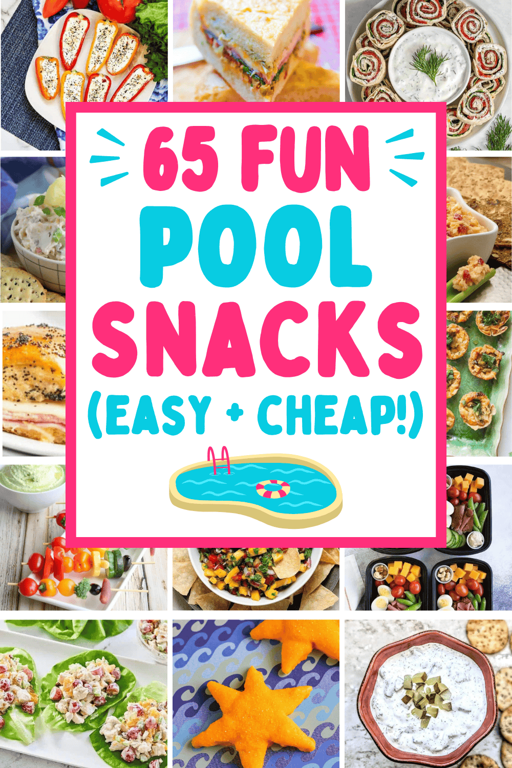 Easy summer pool snacks! These fun poolside snacks include easy summer finger foods and picnic lunch ideas for kids and adults. Perfect for your pool day! Fun pool snacks for kids, summer pool snacks beach party, summer pool snack ideas, easy poolside snacks summer, cheap pool snacks, quick easy pool snacks, pool food ideas summer, boat snacks, quick easy summer snacks, summer pool party snacks, easy beach day food ideas, picnic lunch ideas families, poolside food ideas, healthy pool snacks.