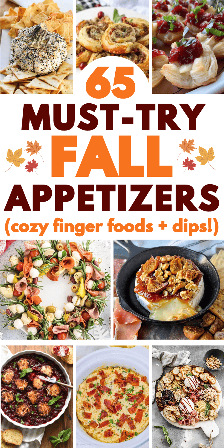 Easy fall party appetizers for a crowd! These yummy fall dips and appetizers include autumn appetizers in the crockpot, savory upscale appetizers with apple, brie, or pumpkin, healthy light appetizers from trader joes, finger foods, and no bake cold appetizers that travel well. Cozy fall appetizers are the best fall appetizers for parties, or fall wine night appetizers. Unique fall appetizers recipes, fall party food and snacks, make ahead fall dips for Thanksgiving, Halloween or dinner parties.