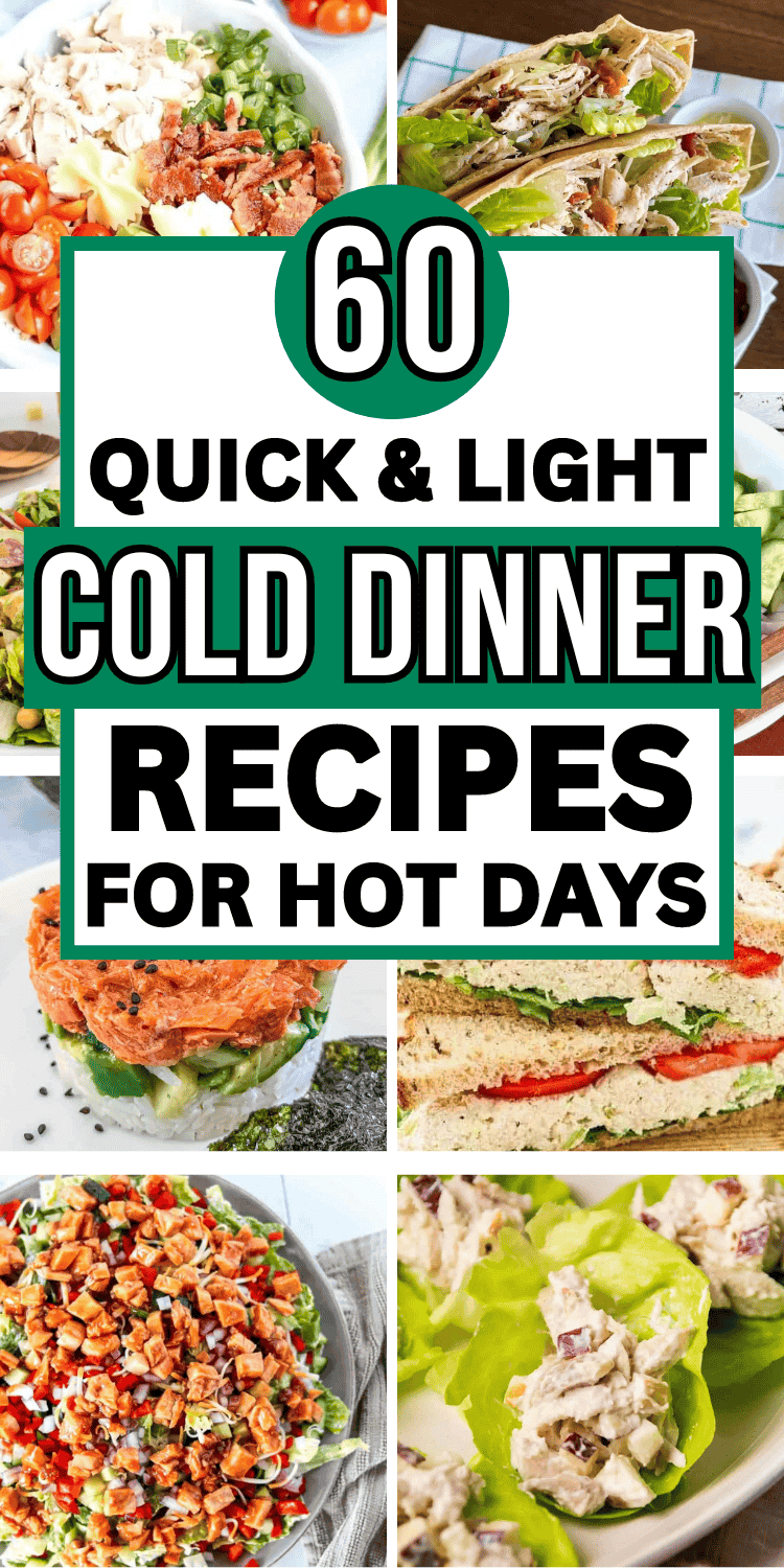 Cold dinner ideas for hot days! Healthy hot weather dinner ideas, cold meals for summer, easy recipes for hot weather, no cook dinners for summer, hot weather food, meals for hot days dinners, no cook dinner ideas summer, meals for a hot day summer dinners, easy summer dinner recipes for family with kids, no oven dinner ideas, summer dinner ideas too hot to cook, summer lunch recipes, summer salad recipes, summer picnic meals, summer food aesthetic, cheap meals for summer, lazy summer dinners.