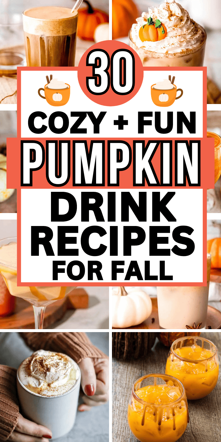 Cozy pumpkin drink recipes for fall! Make your favorite pumpkin drink at home with these dunkin or starbucks dupes, dutch bros coffee drinks, fall cocktails & party drinks. These pumpkin drink ideas are easy Halloween drinks and Thanksgiving drinks. Pumpkin drink aesthetic, pumpkin mixed drinks, pumpkin coffee drink at home, hot pumpkin spice drinks, pumpkin drinks alcoholic, pumpkin recipes drinks, iced pumpkin spice latte, cold brew recipe, harry potter drinks, fall coffee recipes, fall drinks
