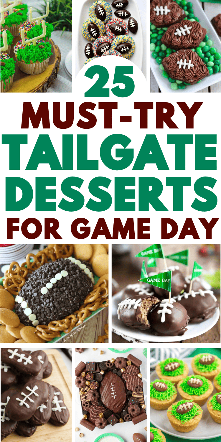 Easy football desserts and game day sweet treats! These fun desserts for a tailgate or football party make game day so much sweeter. Football themed food, tailgate desserts, game day desserts, football tailgate desserts, football party desserts easy, fall football desserts, football sunday desserts, creative football inspired desserts, tailgating desserts football, desserts for football parties, game day snacks easy, game day food desserts, superbowl desserts for a crowd, brownies, dips, no bake