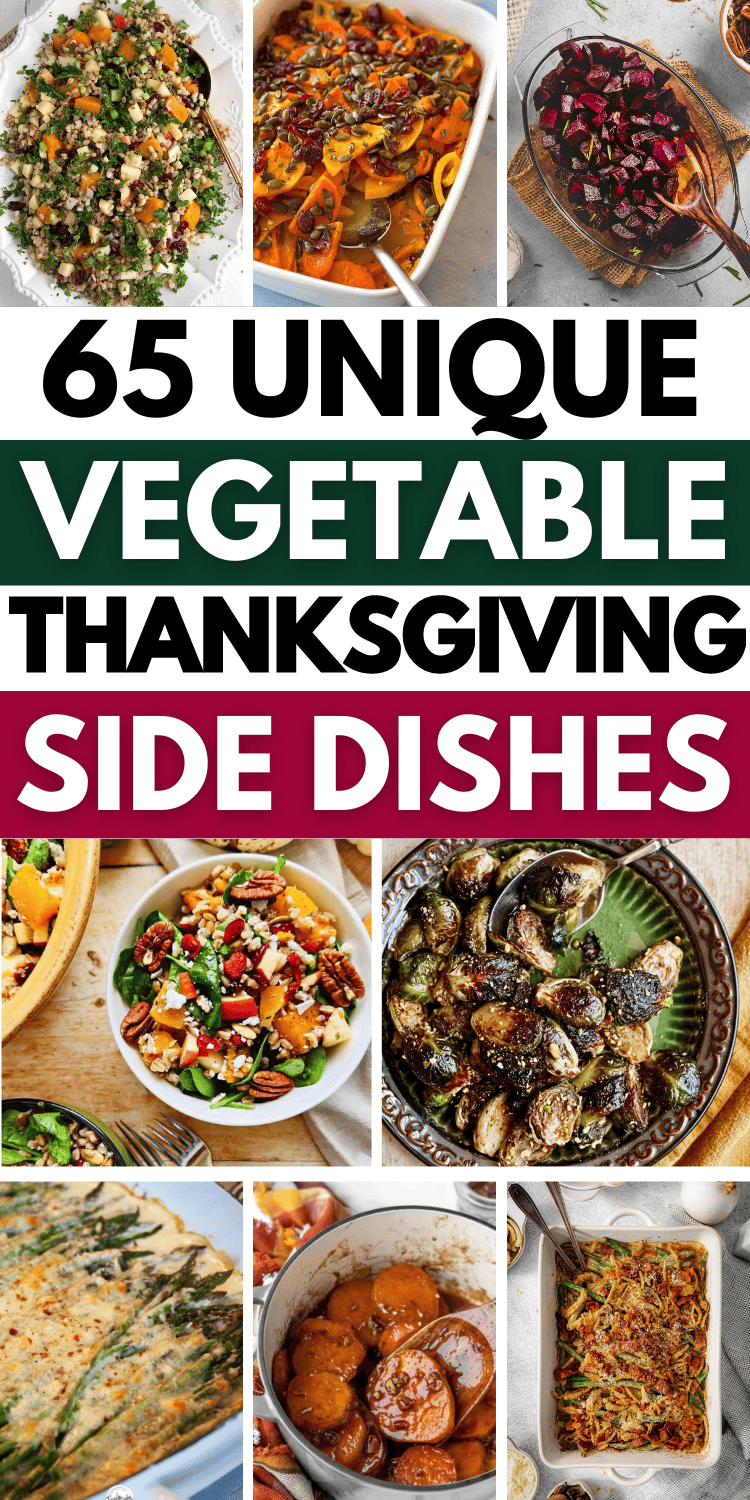 The best vegetable side dishes for Thanksgiving! Easy Thanksgiving veggie sides including make ahead and crockpot recipes, cold salads, hearty casseroles and healthy green vegetables for a crowd. Lighter thanksgiving side dishes with carrots, green beans, brussel sprouts, squash, corn and potato. Thanksgiving vegetable side dishes green, make ahead thanksgiving vegetable side dishes, traditional and unique thanksgiving side dishes, new thanksgiving recipes side dishes, thanksgiving dinner ideas.