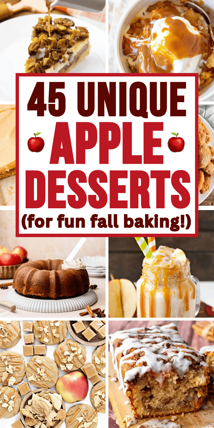 Amazing apple desserts! These unique desserts with apples include cookies, pies, cheesecakes, blondies, quick breads, crisp & cakes. Fresh apple desserts, Thanksgiving apple desserts, desserts with apples, Fall apple dessert recipes healthy, best fall dessert recipes, fall apple treats, simple fall baking recipes, easy fall dessert ideas, Thanksgiving desserts, fall desserts for a crowd, apples recipes easy, apple sweet treats, Christmas desserts, apple bake dessert easy recipes, autumn baking.