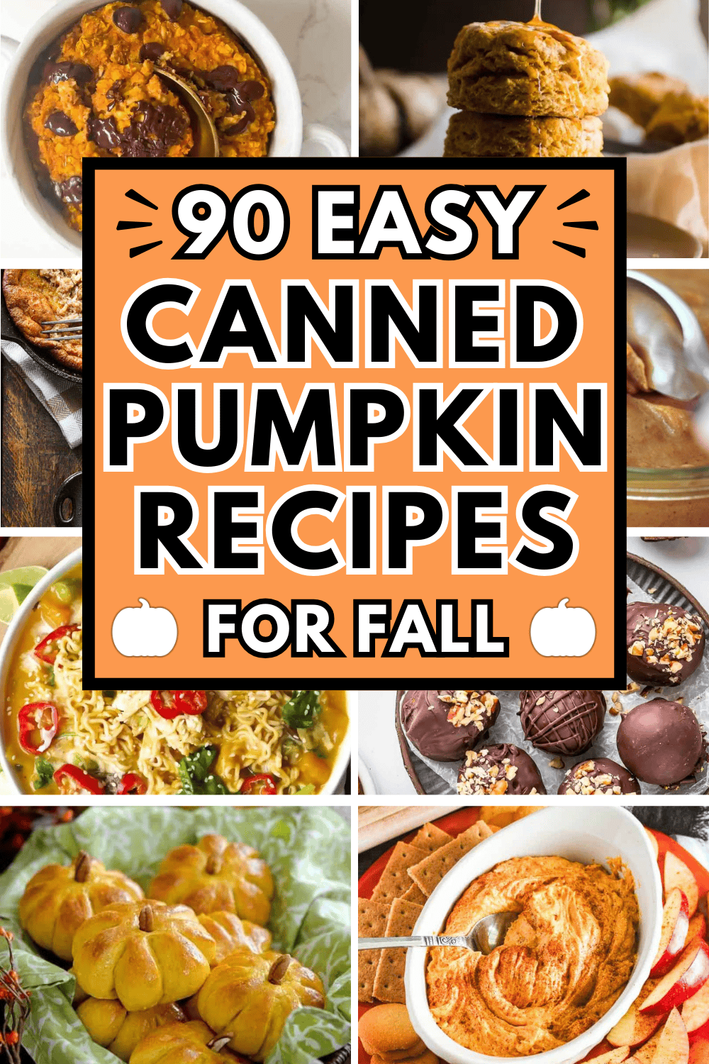 Easy canned pumpkin recipes! Create a delicious breakfast, dinner, dessert or snack with your leftover canned pumpkin. Fall pumpkin recipes for potlucks, Halloween, Thanksgiving, or anytime! Ways to use canned pumpkin, canned pumpkin recipes easy healthy, things to make with canned pumpkin, canned pumpkin recipes desserts, what to do with canned pumpkin, canned pumpkin ideas, pumpkin butter, pumpkin cookies, bread, canned pumpkin puree recipes, savory pumpkin recipes, recipes for canned pumpkin.