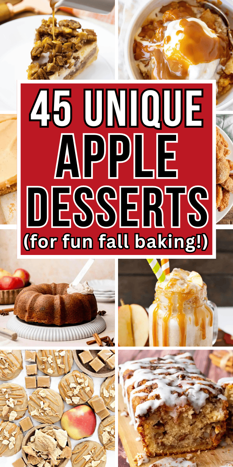 Amazing apple desserts! These unique desserts with apples include cookies, pies, cheesecakes, blondies, quick breads, crisp & cakes. Fresh apple desserts, Thanksgiving apple desserts, desserts with apples, Fall apple dessert recipes healthy, best fall dessert recipes, fall apple treats, simple fall baking recipes, easy fall dessert ideas, Thanksgiving desserts, fall desserts for a crowd, apples recipes easy, apple sweet treats, Christmas desserts, apple bake dessert easy recipes, autumn baking.