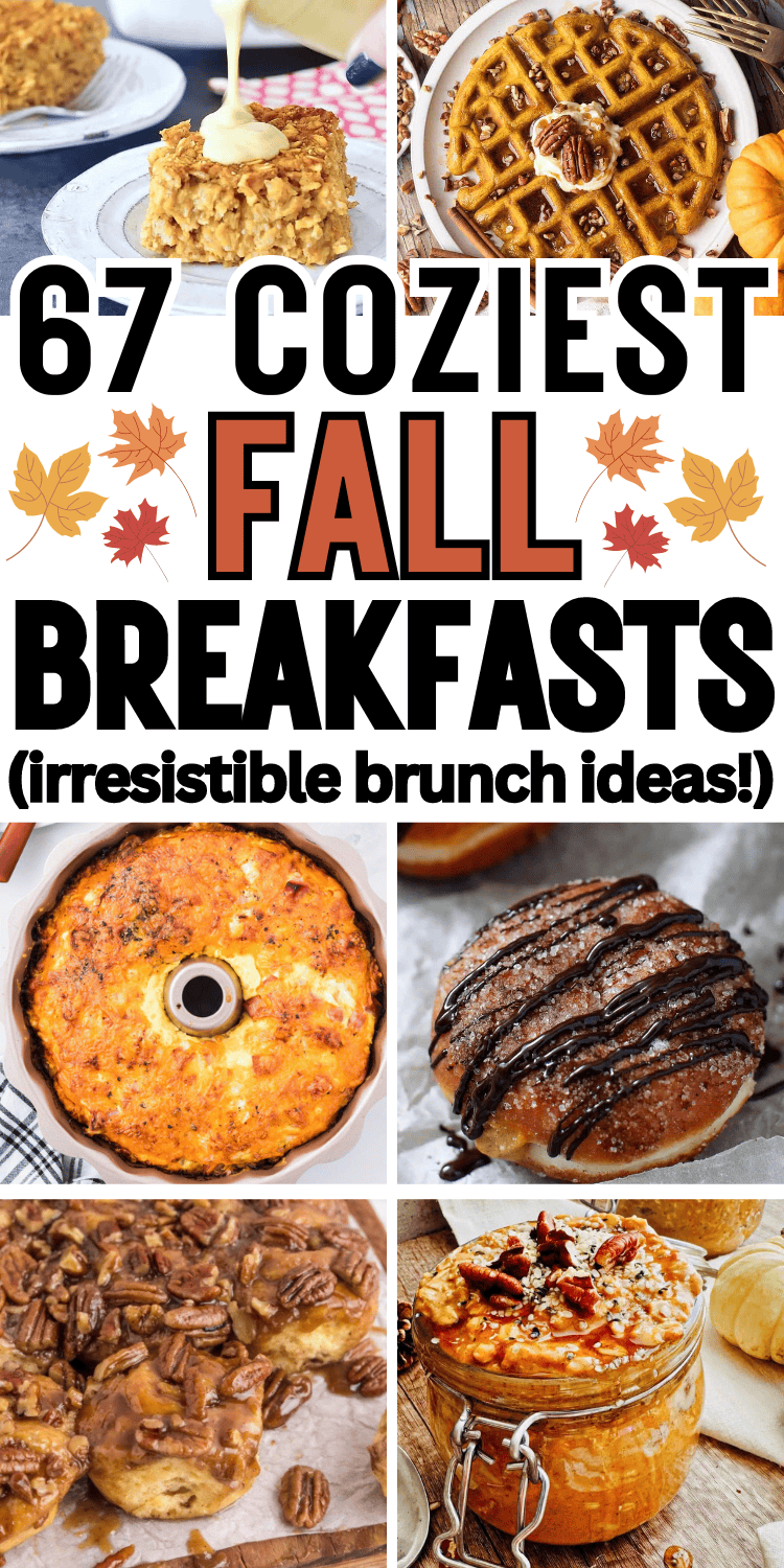 Easy fall breakfast ideas! Autumn brunch and fall breakfast recipes like savory make ahead casseroles, muffins, waffles, cute breakfast boards, treats and drinks. With apple and pumpkin flavor, they’re fun fall breakfast potluck ideas for a crowd or quick healthy meal prep. Fall breakfast aesthetic mornings, yummy fall breakfast casserole, fall breakfast charcuterie board, fall breakfast appetizers, fall breakfast board, fall recipes breakfast, fall breakfast vibes, fall breakfast menu ideas.