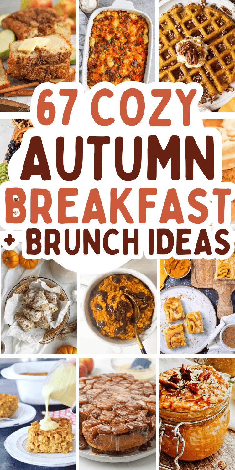 Easy fall breakfast ideas! Autumn brunch and fall breakfast recipes like savory make ahead casseroles, muffins, waffles, cute breakfast boards, treats and drinks. With apple and pumpkin flavor, they’re fun fall breakfast potluck ideas for a crowd or quick healthy meal prep. Fall breakfast aesthetic mornings, yummy fall breakfast casserole, fall breakfast charcuterie board, fall breakfast appetizers, fall breakfast board, fall recipes breakfast, fall breakfast vibes, fall breakfast menu ideas.