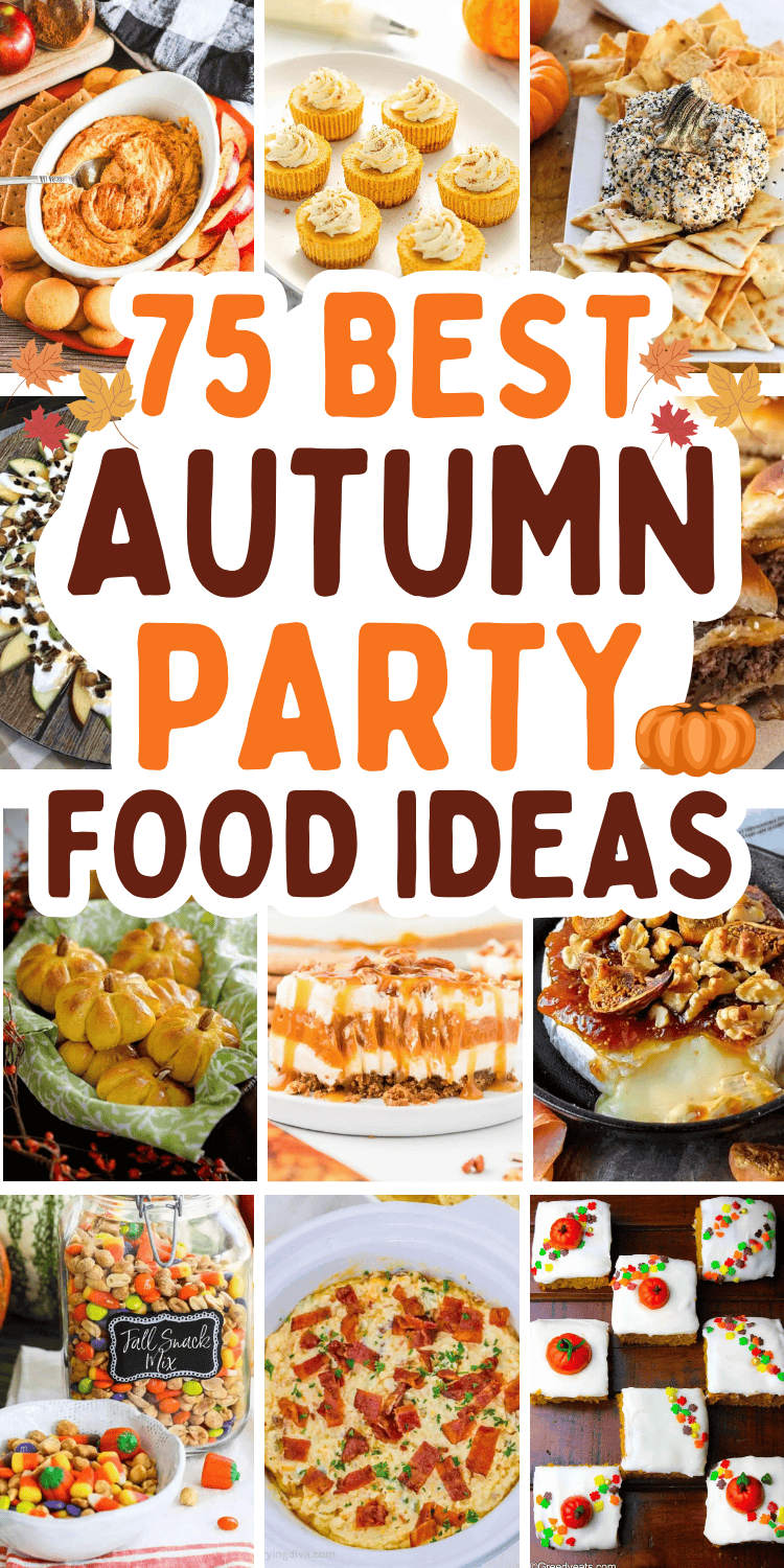 Easy fall party food for a crowd! Plan your autumn party menu with these fun appetizers, side dishes, desserts, and main dishes. The best fall potluck dishes, fall party appetizers for a crowd, fall party menu ideas, party snacks fall, fall themed party food ideas, fall finger foods for party, fall festival backyard party, fall dinner menu party, food for fall birthday party, fall party meal ideas, appetizers for party fall, fall harvest party, bonfire food ideas, fall party food and drinks