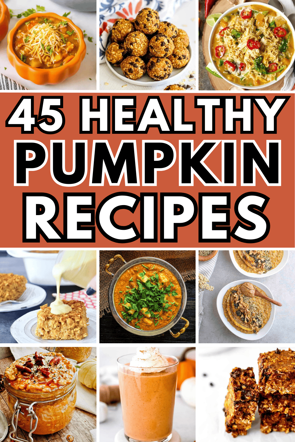 Easy healthy pumpkin recipes! Savory fall dinners, breakfast ideas, desserts, and fall snacks all using canned or fresh pumpkin. Pumpkin recipes healthy, healthy pumpkin recipes for kids, quick healthy pumpkin recipes, healthy pumpkin desserts, canned pumpkin recipes healthy, healthy pumpkin pie, pumpkin protein, healthy recipes using canned pumpkin, roasted pumpkin recipes healthy, easy pumpkin recipes healthy simple, fresh pumpkin recipes healthy, fall food recipes healthy, pumpkin dishes.