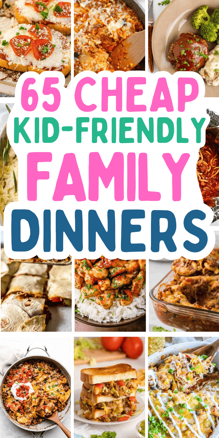 Cheap family dinners for busy moms with picky eaters! Quick and cheap dinner recipes make frugal meal planning easy with these budget recipes for families. Cheap easy meals like weeknight crockpot dinners or casserole, healthy recipes with chicken and ground beef. Simple ingredients from Walmart or Aldi! Cheap easy dinners for family picky eaters, quick and easy dinner recipes for family cheap, struggle meals, cheap family dinners groceries budget, cheap meal plans, super fast dinners for family