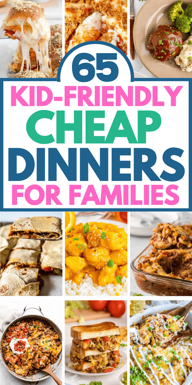 Cheap family dinners for busy moms with picky eaters! Quick and cheap dinner recipes make frugal meal planning easy with these budget recipes for families. Cheap easy meals like weeknight crockpot dinners or casserole, healthy recipes with chicken and ground beef. Simple ingredients from Walmart or Aldi! Cheap easy dinners for family picky eaters, quick and easy dinner recipes for family cheap, struggle meals, cheap family dinners groceries budget, cheap meal plans, super fast dinners for family