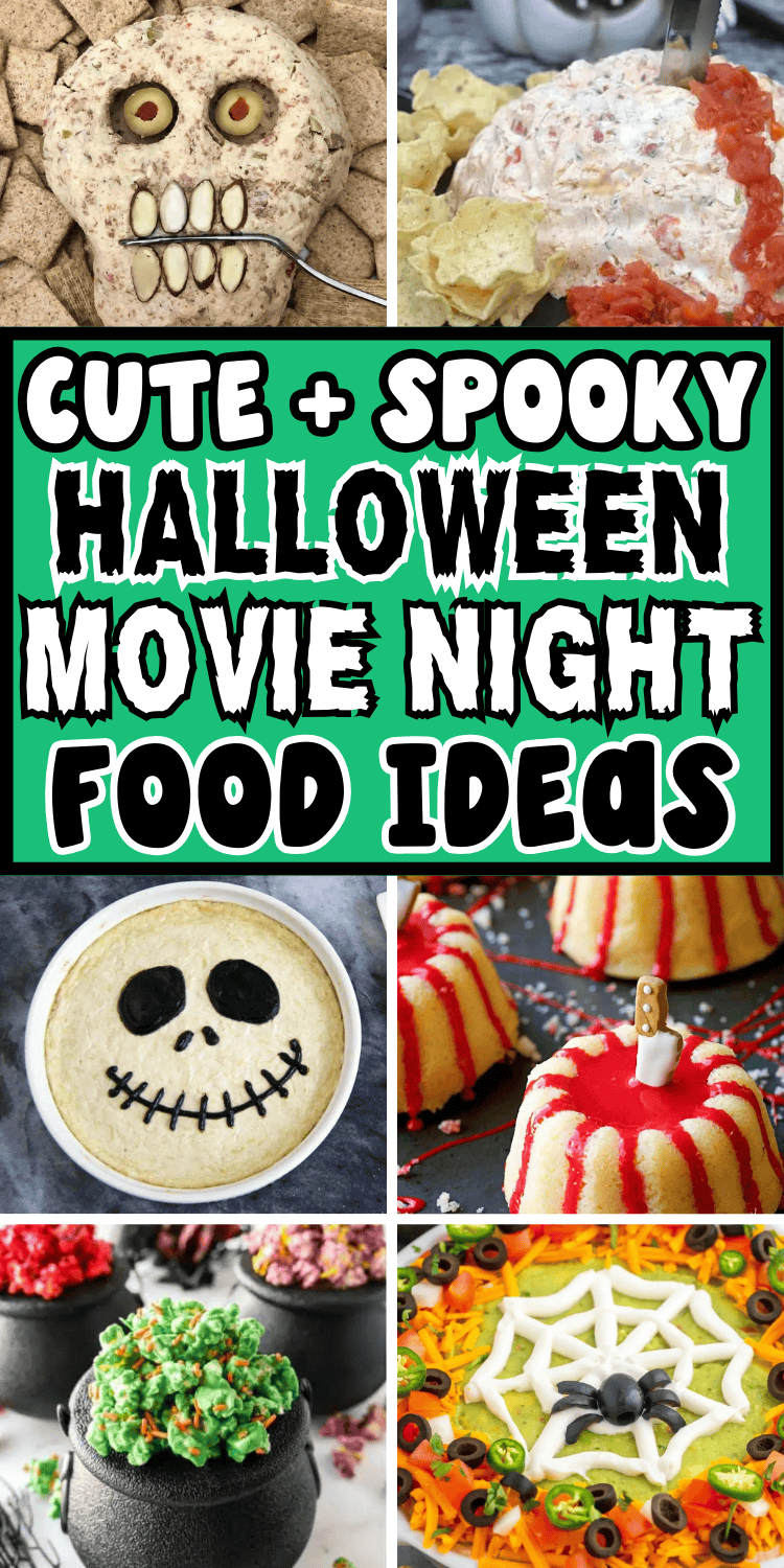 Fun Halloween movie night food ideas! Festive recipes including Halloween theme treats and snacks, movie night dinner ideas, appetizers, charcuterie boards and desserts. Perfect for you indoor or outdoor backyard halloween movie night! Halloween food ideas for movie night, fall family movie night ideas, Hocus Pocus movie night dinner, movie night menu, witch themed snacks, Halloween movie night snacks for adults, halloween movie and dinner ideas, party food ideas for kids, spooky date night food