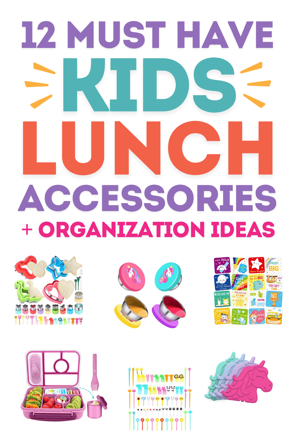 The best kids lunch box accessories and organization ideas! Make back to school lunch packing easier and eco-friendly with fun school lunch containers and bento box accessories for kids. Easy school lunch ideas for picky eaters, cold school lunch ideas for kids, kids lunch box meals, lunch box organization, kids school lunch box containers aesthetic, bento accessories organization, kids lunch recipes, lunch meal prep ideas, balanced meals for fussy eaters, healthy lunch box ideas for kids.