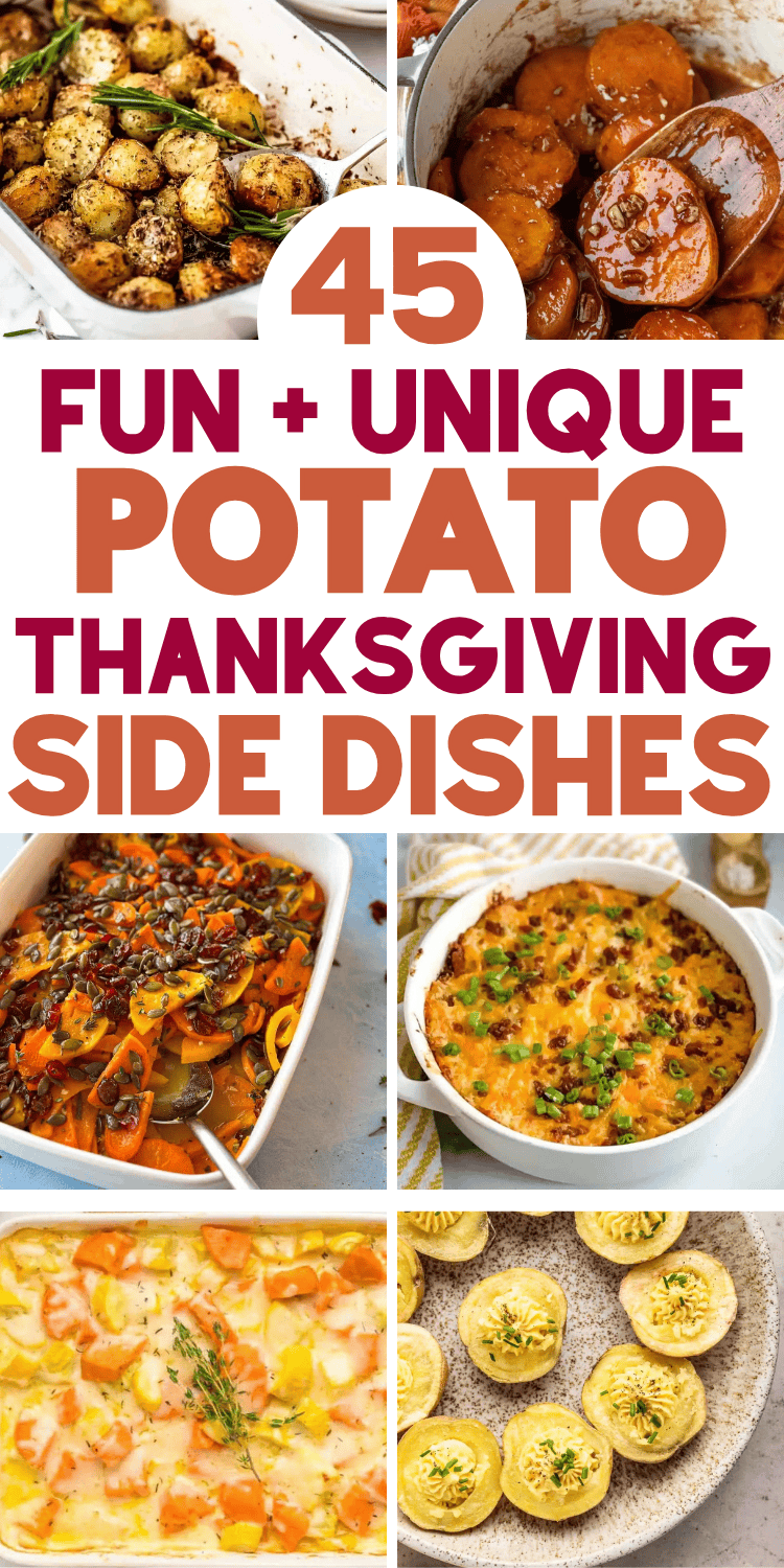 The best potato side dishes for Thanksgiving! Easy holiday potato side dishes including the best mashed potatoes, sweet potato recipes, cheesy and scalloped potato casseroles for a crowd. Easy thanksgiving side dishes sweet potato, thanksgiving potato recipes side dishes, unique thanksgiving side dishes potato, meals for thanksgiving dinner, best sides with turkey, thanksgiving potluck, southern thanksgiving food sides, fall side dishes, yummy make ahead thanksgiving dishes, thanksgiving menu.