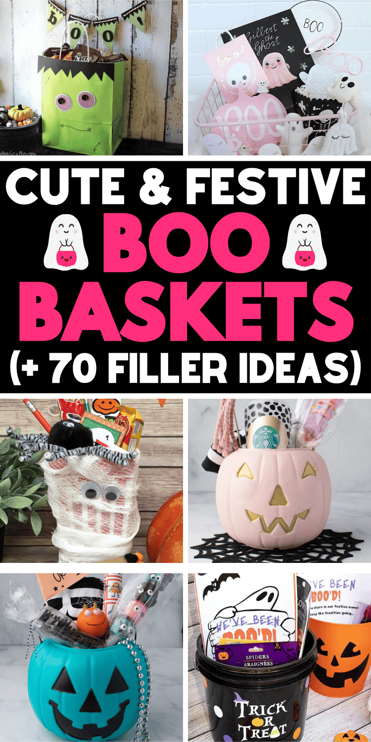 Cute spooky boo basket ideas! Fun Halloween theme gift baskets perfect for friends, neighbors, girlfriend, boyfriend, coworkers or a family with kids! Fall spooky baskets, diy halloween gifts, boo bag ideas for adults, cheap spooky basket ideas, gift basket ideas halloween, halloween movie basket, youve been booed basket, boo gifts, things to put in boo basket, boo basket aesthetic, halloween treat baskets, free boo basket printable, what to put in a boo basket, spooky halloween basket list