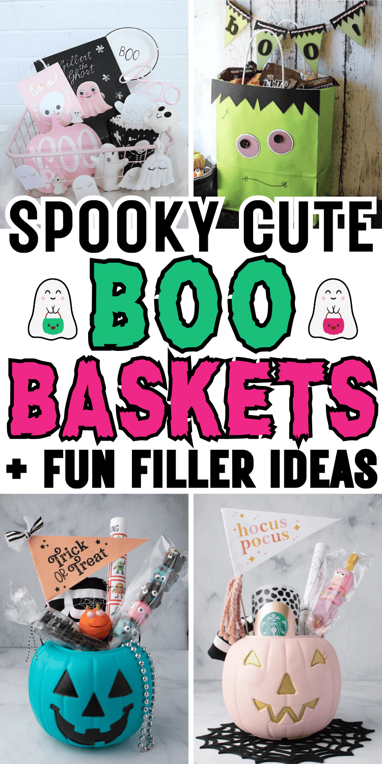 Cute spooky boo basket ideas! Fun Halloween theme gift baskets perfect for friends, neighbors, girlfriend, boyfriend, coworkers or a family with kids! Fall spooky baskets, diy halloween gifts, boo bag ideas for adults, cheap spooky basket ideas, gift basket ideas halloween, halloween movie basket, youve been booed basket, boo gifts, things to put in boo basket, boo basket aesthetic, halloween treat baskets, free boo basket printable, what to put in a boo basket, spooky halloween basket list