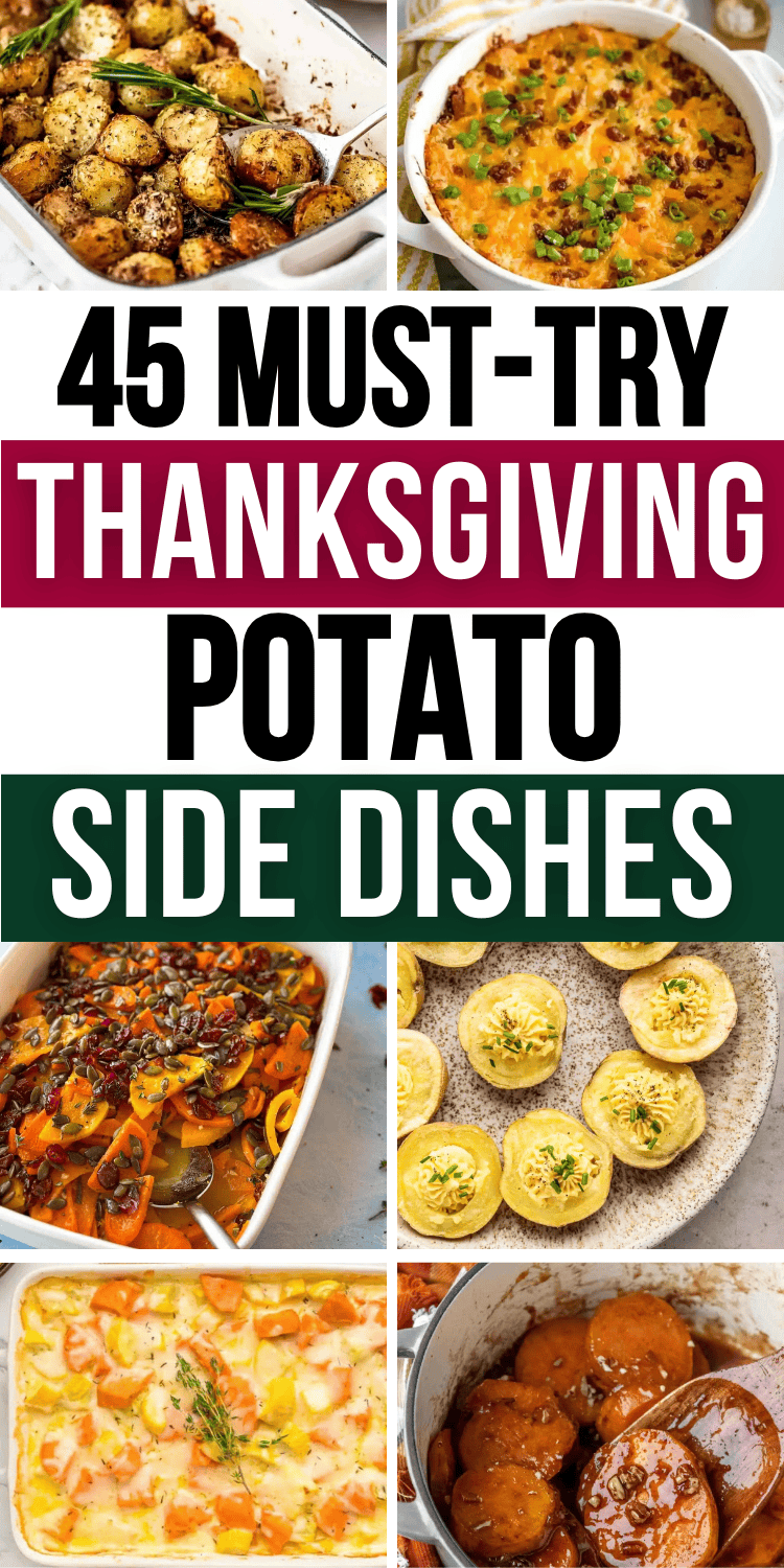 The best potato side dishes for Thanksgiving! Easy holiday potato side dishes including the best mashed potatoes, sweet potato recipes, cheesy and scalloped potato casseroles for a crowd. Easy thanksgiving side dishes sweet potato, thanksgiving potato recipes side dishes, unique thanksgiving side dishes potato, meals for thanksgiving dinner, best sides with turkey, thanksgiving potluck, southern thanksgiving food sides, fall side dishes, yummy make ahead thanksgiving dishes, thanksgiving menu.