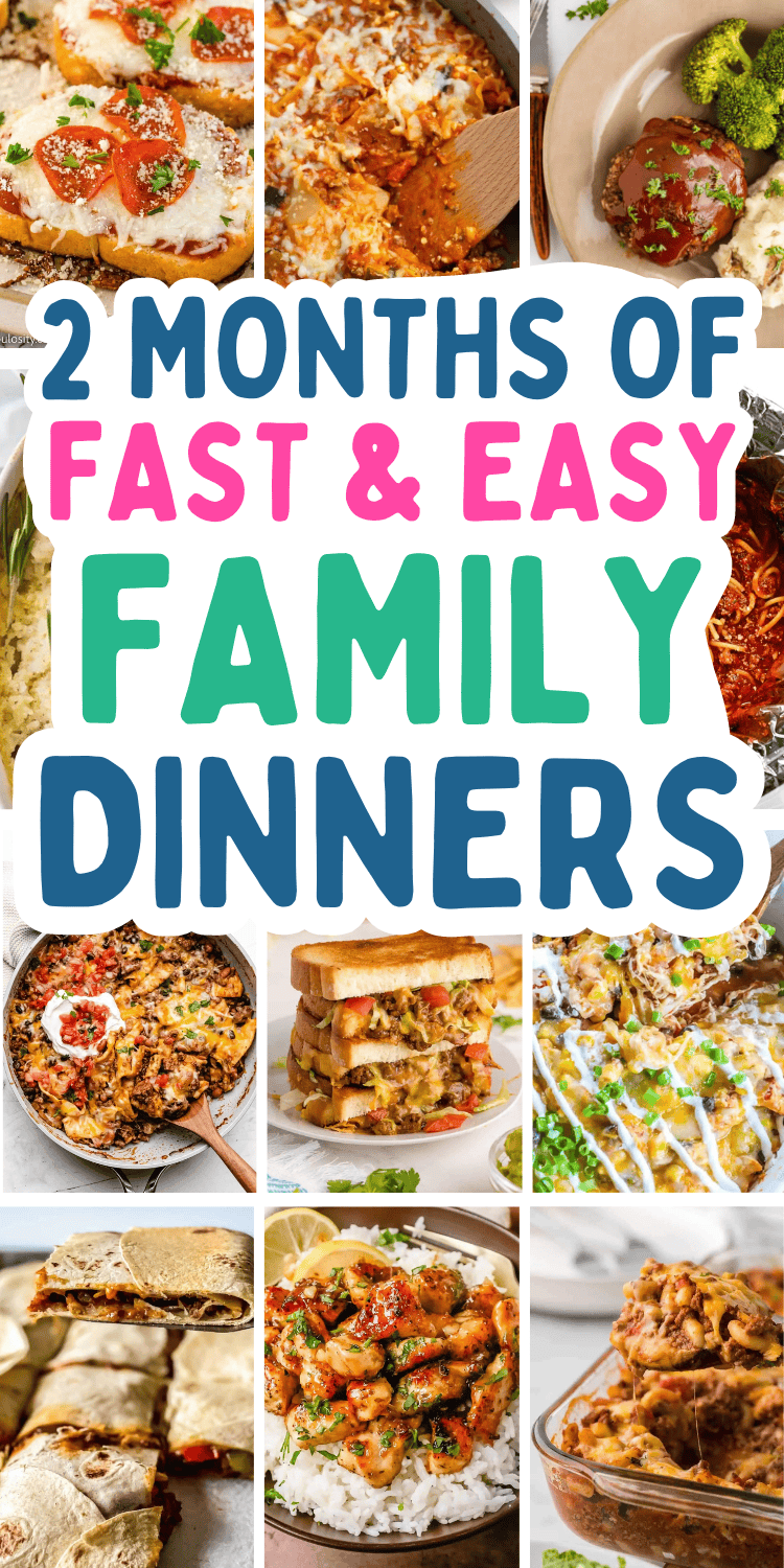 Fast and easy dinner recipes for a family! These cheap quick kid friendly meals include simple ground beef recipes, healthy chicken crockpot dinners, super easy one pot meals, and comfort food casseroles. Quick week night family dinners, good family dinners recipes, school night dinner ideas for kids, lazy dinner ideas, cheap dinner ideas for picky eaters, busy nights dinners families, family food ideas, easy family dinners, easy fast dinner recipes, quick dinner ideas for family