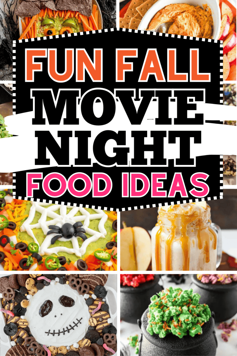 Fun Fall movie night snacks and food ideas! Have a cozy fall movie night at home with this list of easy movie night treat recipes and essentials. Forget plain popcorn - try some new fall movie night food! Fall movie night meals, fall family movie night ideas, outdoor projector backyard fall backyard movie night, fall aesthetic movie night, fall movie night dinner, fall themed movie night, healthy fall snacks movie night party, autumn charcuterie board ideas, kids movie night snacks, hocus pocus.