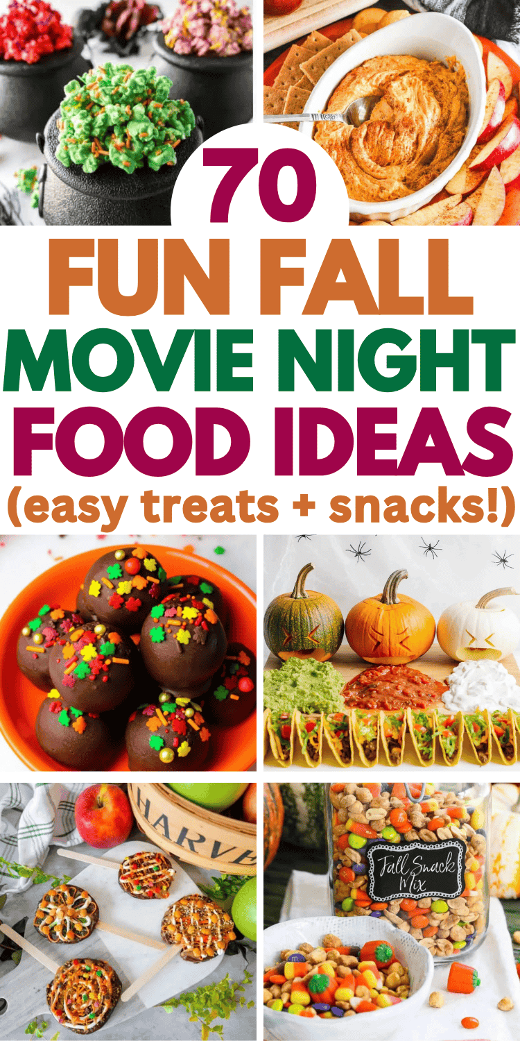 Fun Fall movie night snacks and food ideas! Have a cozy fall movie night at home with this list of easy movie night treat recipes and essentials. Forget plain popcorn - try some new fall movie night food! Fall movie night meals, fall family movie night ideas, outdoor projector backyard fall backyard movie night, fall aesthetic movie night, fall movie night dinner, fall themed movie night, healthy fall snacks movie night party, autumn charcuterie board ideas, kids movie night snacks, hocus pocus.