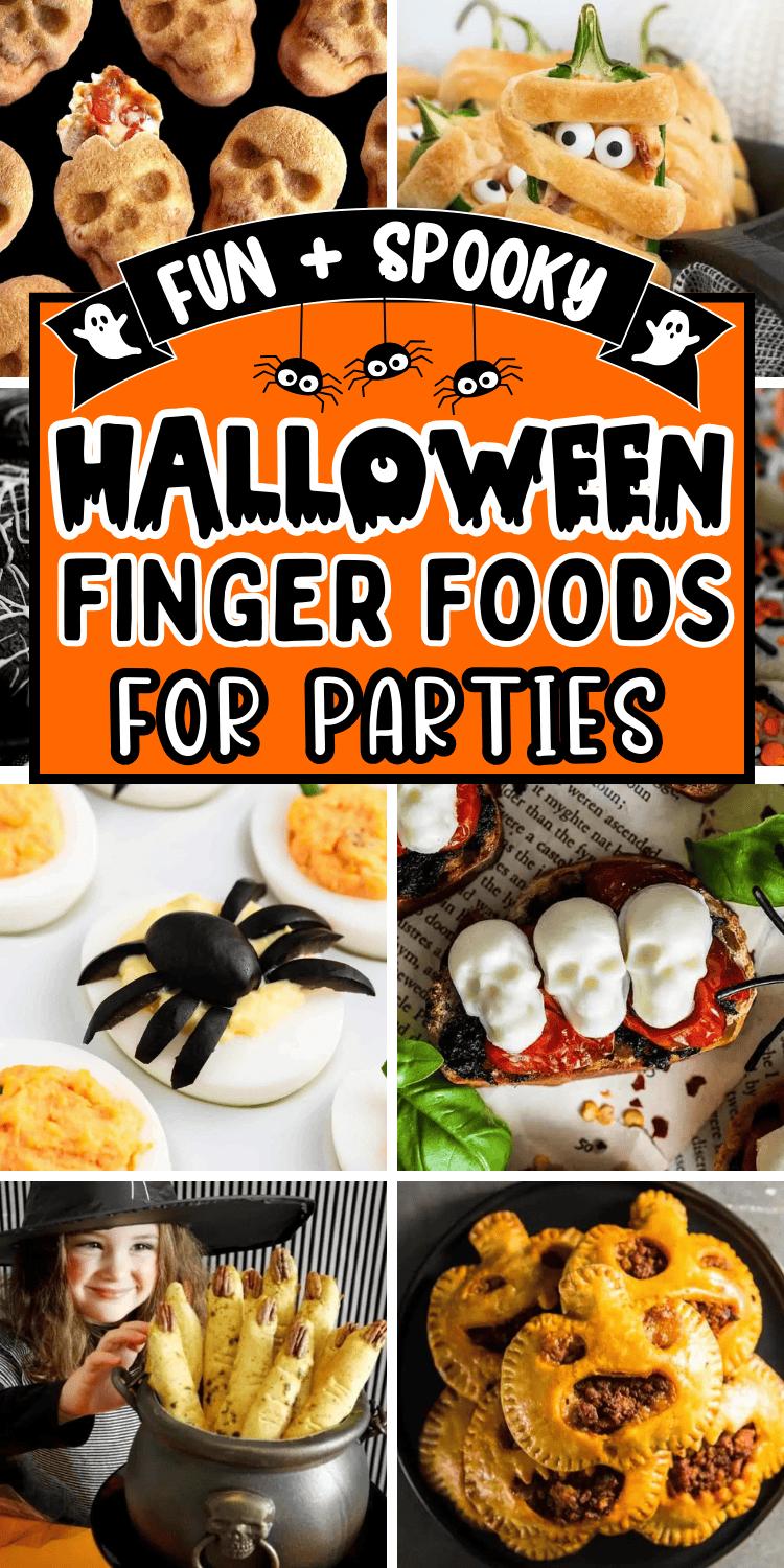 Looking for some spooky finger foods for a Halloween party? You’ll love these quick easy Halloween themed appetizers and party snacks! From savory halloween themed finger foods to cute Halloween desserts, these are the best halloween snacks for potluck parties and movie nights. Halloween party finger foods, appetizer recipes easy finger foods halloween, cheap halloween party finger foods, halloween birthday party foods, finger food halloween ideas, cute halloween party appetizers, spooky treats.