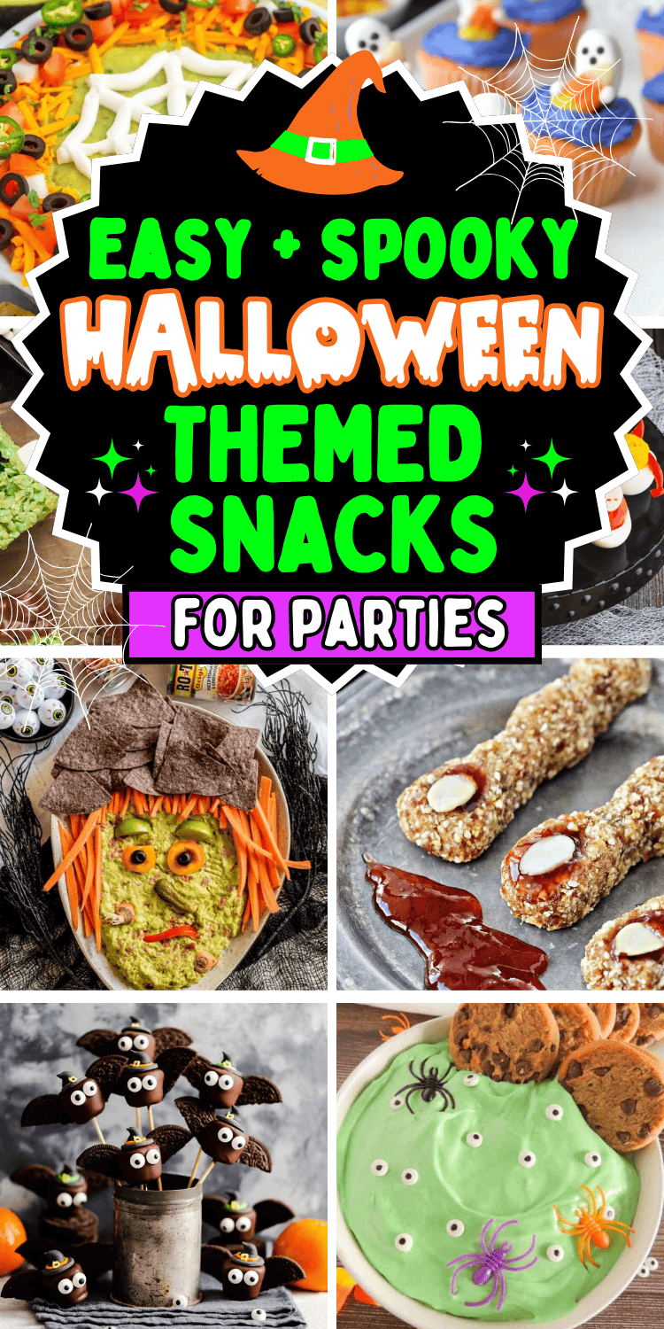 Cute Halloween party snacks! These Halloween themed snacks and spooky party foods include fun appetizer recipes, finger foods, movie night snacks mixes and party treats. Halloween party food ideas, cheap Halloween food, quick Halloween snacks, quick Halloween appetizers, easy halloween appetizers, kid friendly halloween foods, halloween party snacks for adults, Halloween treats savory. Snack tray ideas, snack halloween, halloween birthday party food ideas, halloween oreos, halloween themed food.