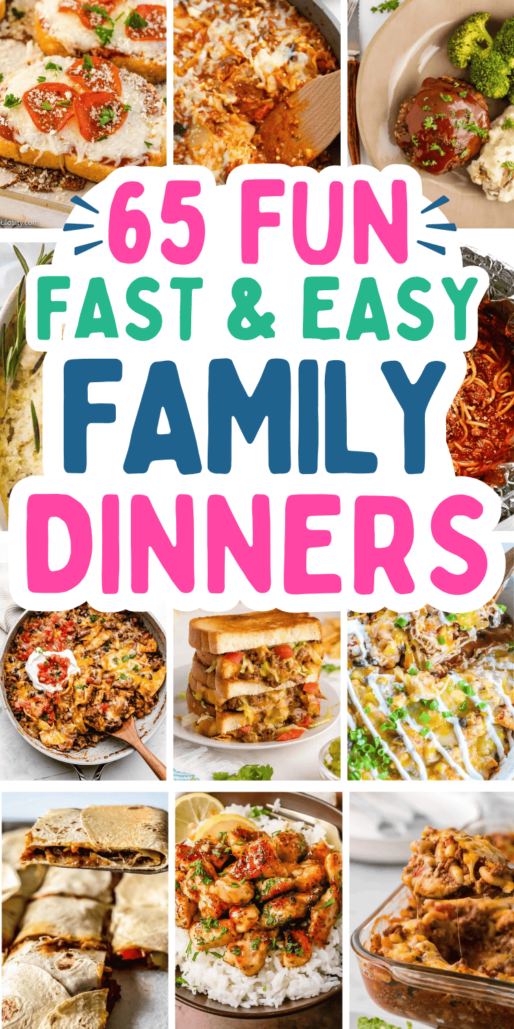 Fast and easy dinner recipes for a family! These cheap quick kid friendly meals include simple ground beef recipes, healthy chicken crockpot dinners, super easy one pot meals, and comfort food casseroles. Quick week night family dinners, good family dinners recipes, school night dinner ideas for kids, lazy dinner ideas, cheap dinner ideas for picky eaters, busy nights dinners families, family food ideas, easy family dinners, easy fast dinner recipes, quick dinner ideas for family