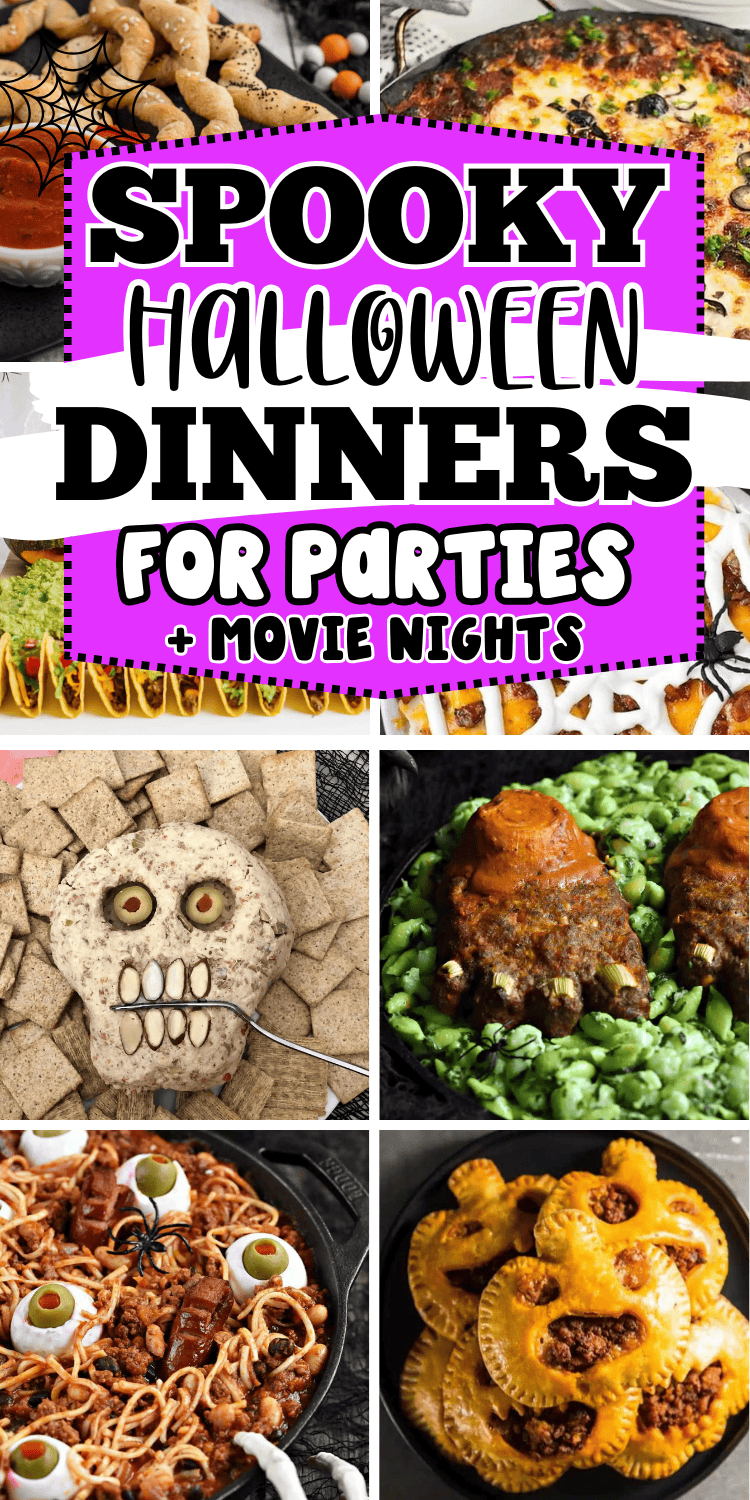 Looking for fun Halloween spooky dinner ideas? You’ll love these scary good Halloween main dish recipes! Halloween themed food dinner easy, spooky dinner ideas parties food, spooky Halloween dinner recipes, creepy halloween food dinner, easy halloween dinner ideas for adults, halloween dinner for kids, halloween entrees food ideas, Halloween buffet, Halloween main dishes for parties, spooky family dinner ideas. Halloween recipes dinner party ideas, Halloween party food dinner, spooky lunch ideas