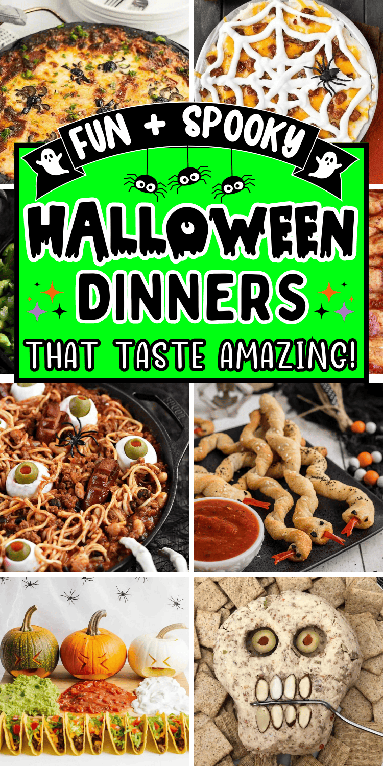 Looking for fun Halloween spooky dinner ideas? You’ll love these scary good Halloween main dish recipes! Halloween themed food dinner easy, spooky dinner ideas parties food, spooky Halloween dinner recipes, creepy halloween food dinner, easy halloween dinner ideas for adults, halloween dinner for kids, halloween entrees food ideas, Halloween buffet, Halloween main dishes for parties, spooky family dinner ideas. Halloween recipes dinner party ideas, Halloween party food dinner, spooky lunch ideas