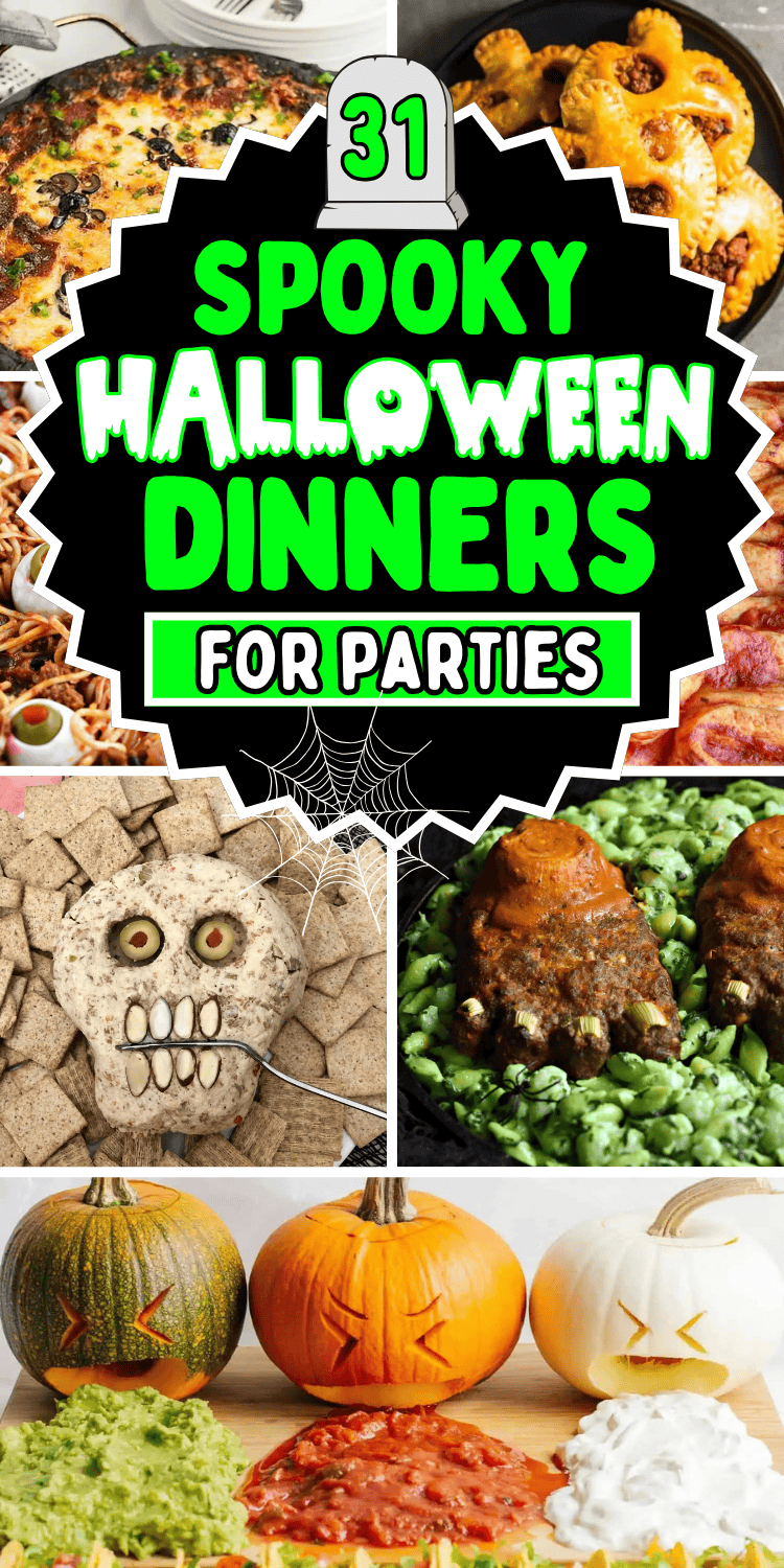 Looking for fun Halloween spooky dinner ideas? You’ll love these scary good Halloween main dish recipes! Halloween themed food dinner easy, spooky dinner ideas parties food, spooky Halloween dinner recipes, creepy halloween food dinner, easy halloween dinner ideas for adults, halloween dinner for kids, halloween entrees food ideas, Halloween buffet, Halloween main dishes for parties, spooky family dinner ideas. Halloween recipes dinner party ideas, Halloween party food dinner, spooky lunch ideas