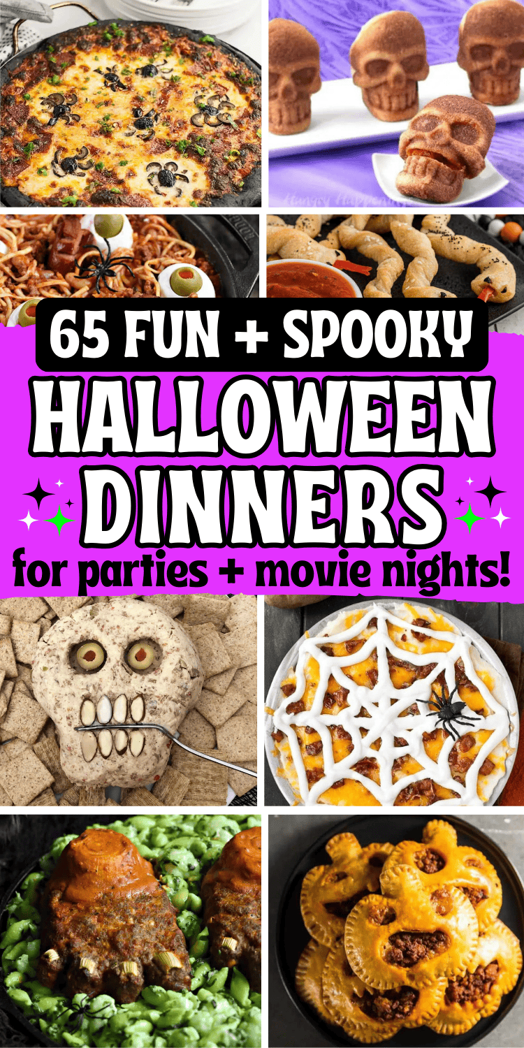 Looking for fun Halloween spooky dinner ideas? You’ll love these scary good Halloween main dish recipes! Halloween themed food dinner easy, spooky dinner ideas parties food, spooky Halloween dinner recipes, creepy halloween food dinner, easy halloween dinner ideas for adults, halloween dinner for kids, halloween entrees food ideas, Halloween buffet, Halloween main dishes for parties, spooky family dinner ideas. Halloween recipes dinner party ideas, Halloween party food dinner, spooky lunch ideas