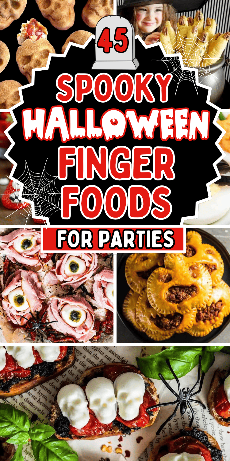 Looking for some spooky finger foods for a Halloween party? You’ll love these quick easy Halloween themed appetizers and party snacks! From savory halloween themed finger foods to cute Halloween desserts, these are the best halloween snacks for potluck parties and movie nights. Halloween party finger foods, appetizer recipes easy finger foods halloween, cheap halloween party finger foods, halloween birthday party foods, finger food halloween ideas, cute halloween party appetizers, spooky treats.