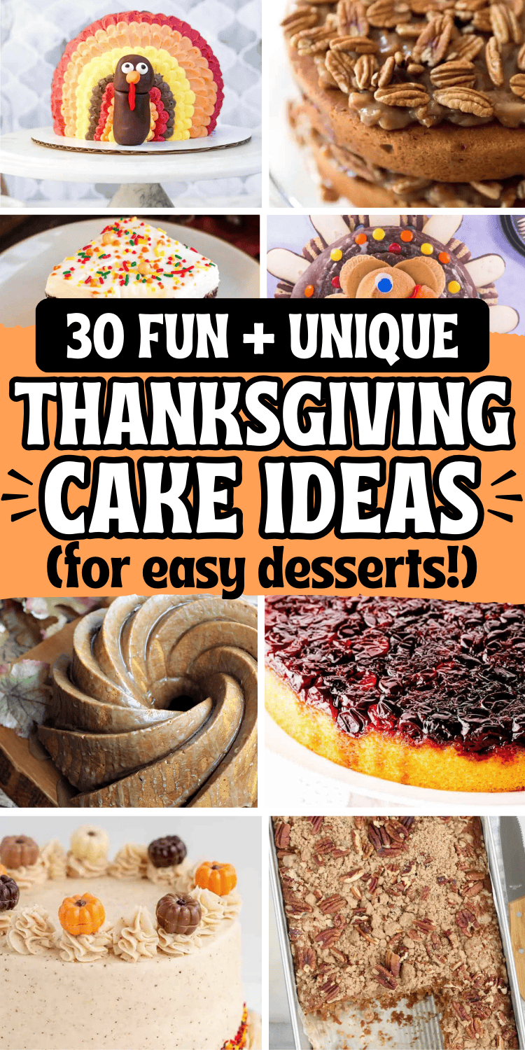 Unique cakes for Thanksgiving! Here are the best Thanksgiving cakes for easy holiday desserts, including cute decorated turkey cakes for kids, elegant fall cake designs, and simple dump cake recipes. Good desserts for thanksgiving, thanksgiving dishes desserts, fall thanksgiving dessert ideas, cake decorating thanksgiving, fun thanksgiving desserts, autumn birthday cakes ideas, thanksgiving themed cakes, holiday cakes thanksgiving, thanksgiving cakes design ideas, thanksgiving cakes aesthetic.