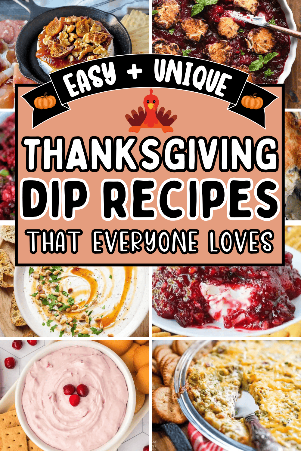 Easy Thanksgiving dips for a crowd! Unique fall dips to bring to Thanksgiving dinner or a friendsgiving potluck including hot dip recipes, make ahead cold dip ideas, and quick sweet dips for dessert. Thanksgiving dips and appetizers easy, friendsgiving appetizer ideas, cold thanksgiving appetizers ideas, cranberry cream cheese spread, best thanksgiving dip ideas appetizer, thanksgiving dip ideas homemade, light thanksgiving themed appetizers party, holiday dips thanksgiving, thanksgiving snacks.