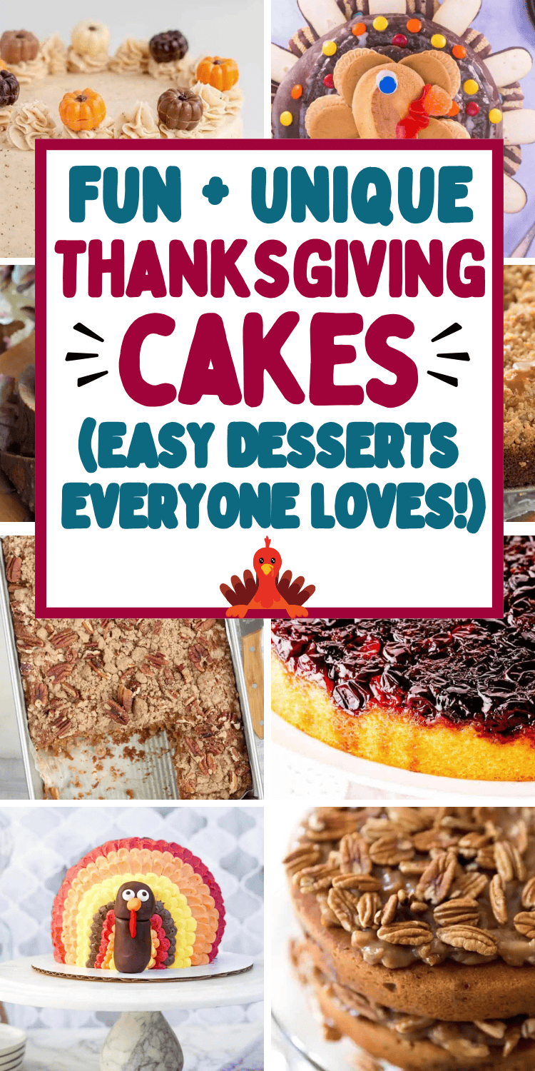 Unique cakes for Thanksgiving! Here are the best Thanksgiving cakes for easy holiday desserts, including cute decorated turkey cakes for kids, elegant fall cake designs, and simple dump cake recipes. Good desserts for thanksgiving, thanksgiving dishes desserts, fall thanksgiving dessert ideas, cake decorating thanksgiving, fun thanksgiving desserts, autumn birthday cakes ideas, thanksgiving themed cakes, holiday cakes thanksgiving, thanksgiving cakes design ideas, thanksgiving cakes aesthetic.